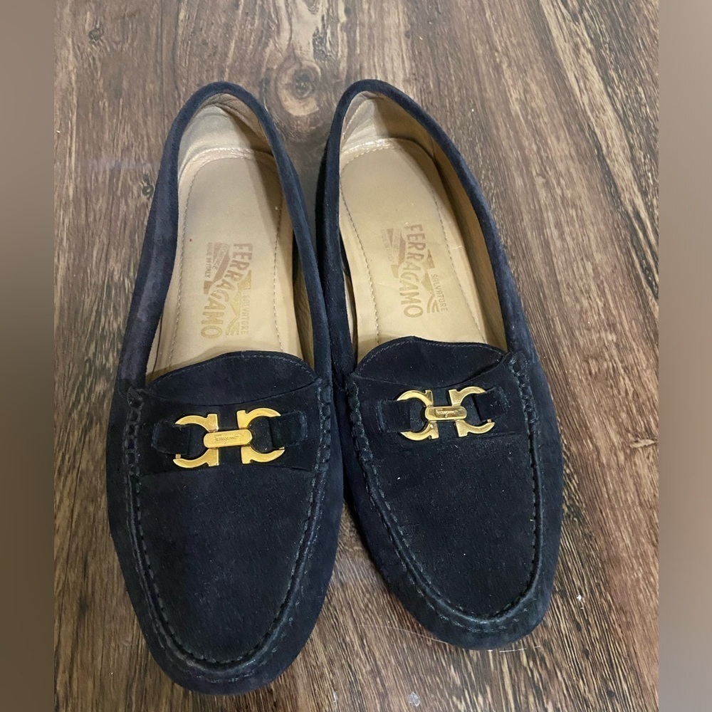 Salvatore ferragamo loafer .Black with gold hardwarre
